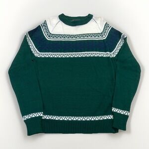 Vintage Sigallo Sweater Mens M Fair Isle Knit 70s 60s Retro Pullover Acrylic